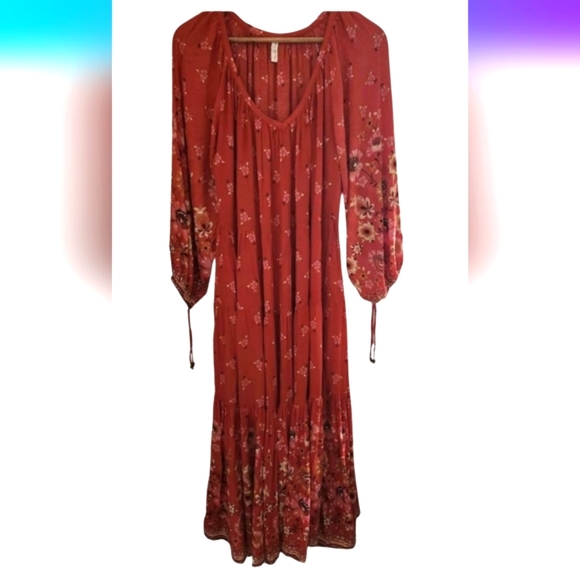 Spell & The Gypsy Joni Gown in Campfire Maxi Dress Oversized Size Small - Picture 4 of 4